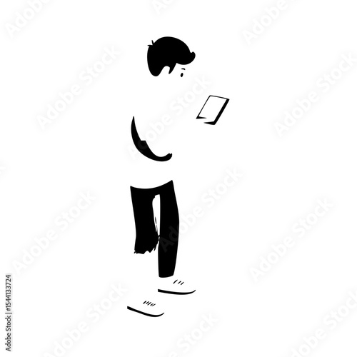 Teenager playing mob game silhouette vector illustration