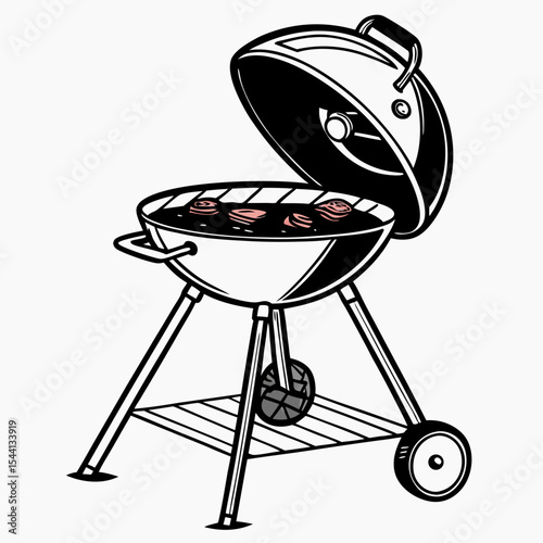 Delicious steaks grilling on a classic kettle barbecue grill