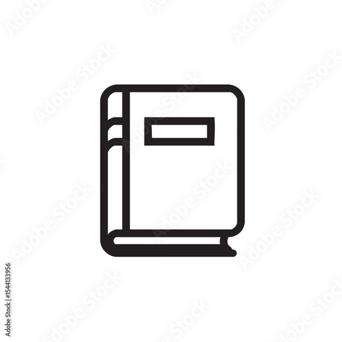 Simple black outline of a closed book with spine detail