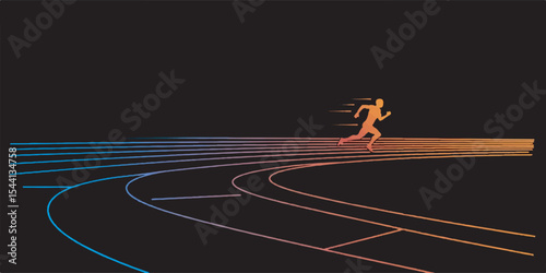 Clean and simple vector illustration representing track and field sports, designed in flat minimal style with solid color elements