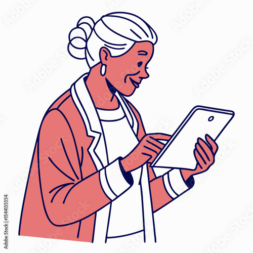 Senior woman using tablet technology digital device modern lifestyle