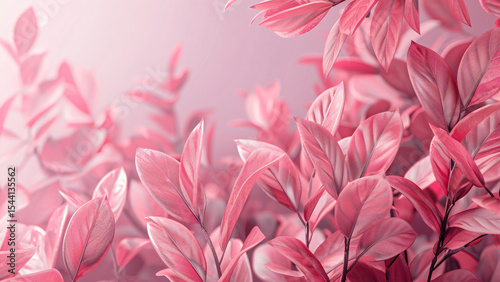 Pink foliage leaves in abstract dreamy composition