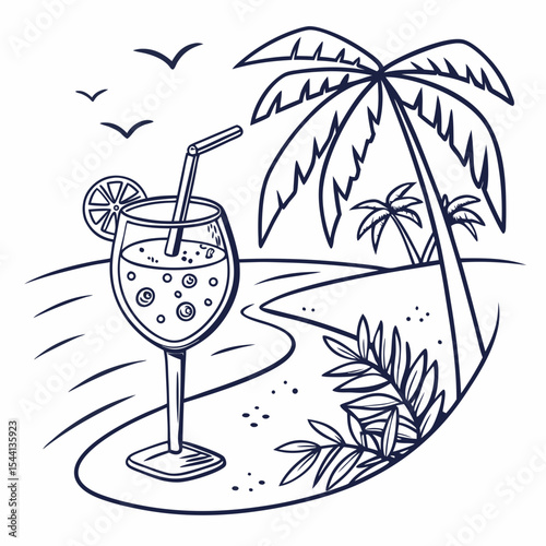 Tropical beach cocktail drink summer vacation paradise