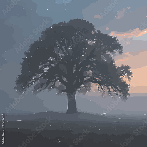 lonely tree in the morning