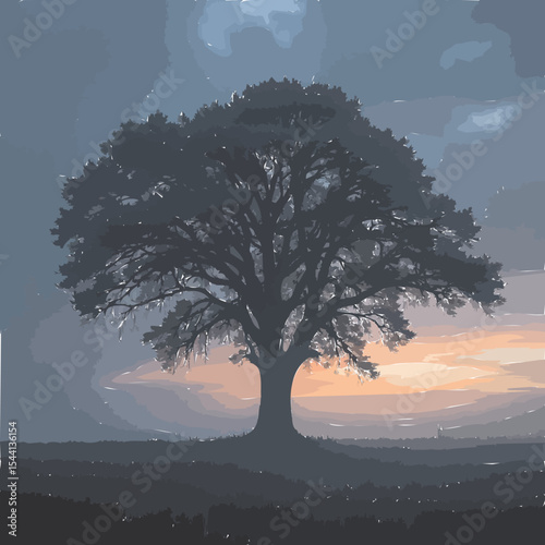 silhouette of a tree in the sunset
