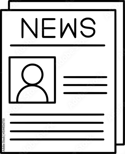 Newspaper Icon with Headline and Article - News Feed Symbol
