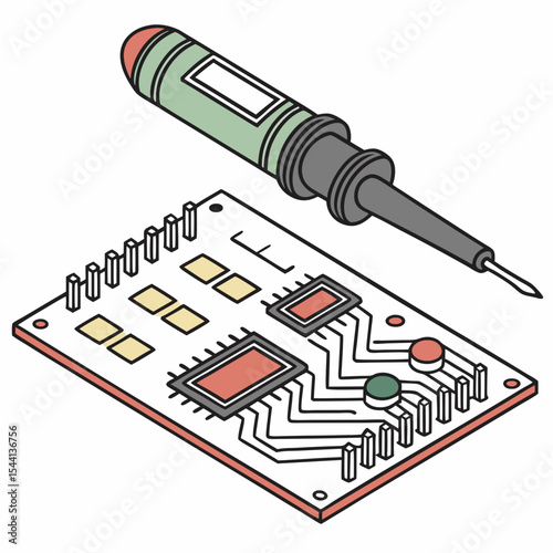 Soldering iron and circuit board repair electronics technology