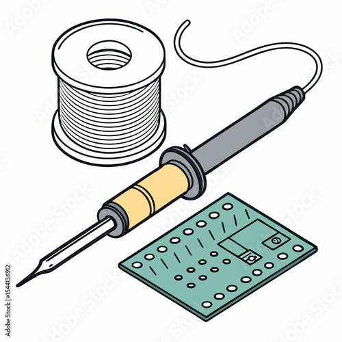 Soldering iron solder spool and circuit board electronics repair kit