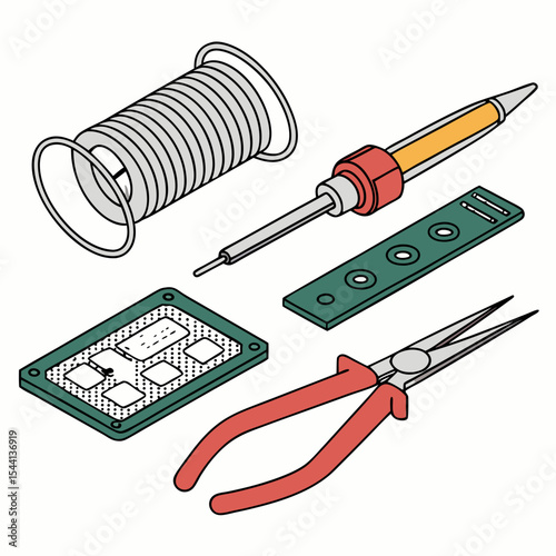 Electronics repair kit soldering iron wire cutters motherboard