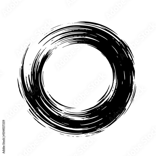Brush Stroke Circle Silhouette – Black SVG Clipart ,