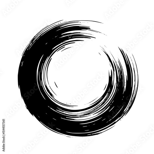 Brush Stroke Circle Silhouette – Black SVG Clipart ,