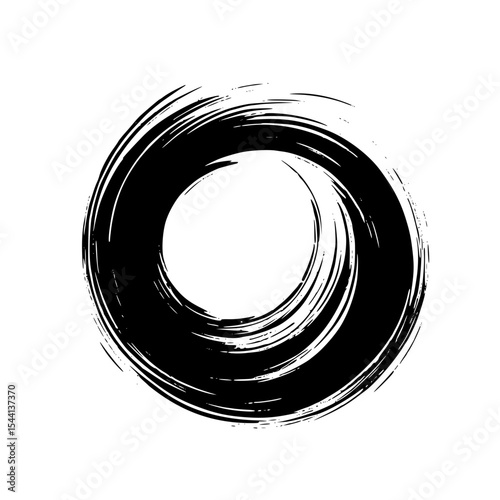 Brush Stroke Circle Silhouette – Black SVG Clipart ,