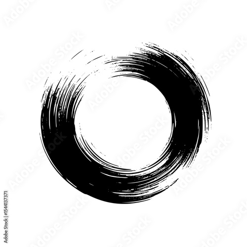 Brush Stroke Circle Silhouette – Black SVG Clipart ,