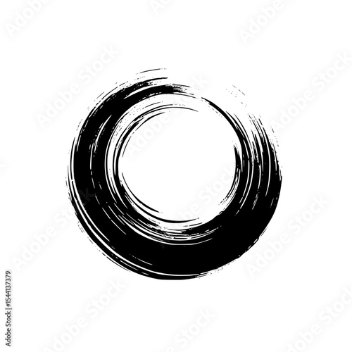 Brush Stroke Circle Silhouette – Black SVG Clipart ,