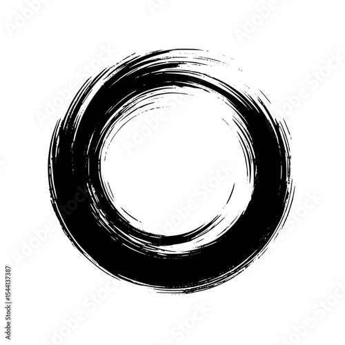 Brush Stroke Circle Silhouette – Black SVG Clipart ,