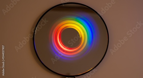 Colorful light spectrum round mirror