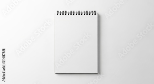 Maquette de carnet à spirale vue de dessus sur fond blanc
