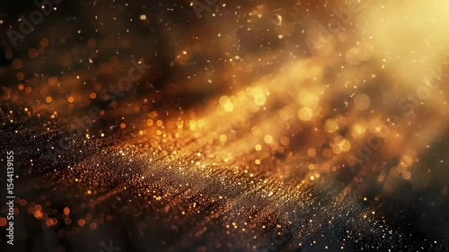 Abstract golden light particles and bokeh effect background