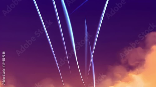 Abstract digital art illustrating glowing blue lines against a purple sky.