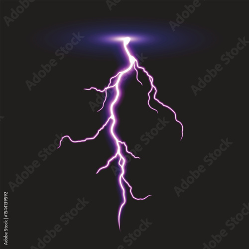 Realistic Lightning Bolt Effect on Dark Background