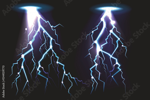 Electric Lightning Bolt Strikes on a Dark Sky