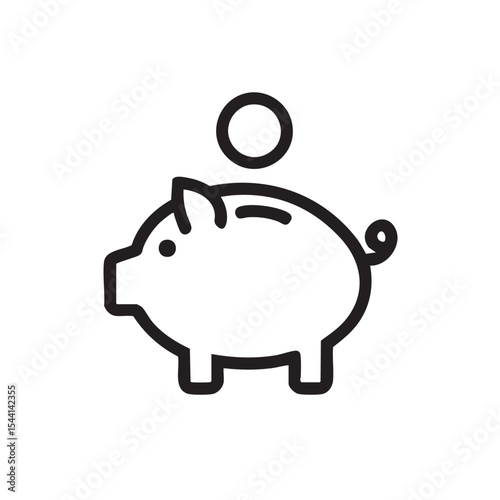 Piggy bank with a coin representing savings concept for finance