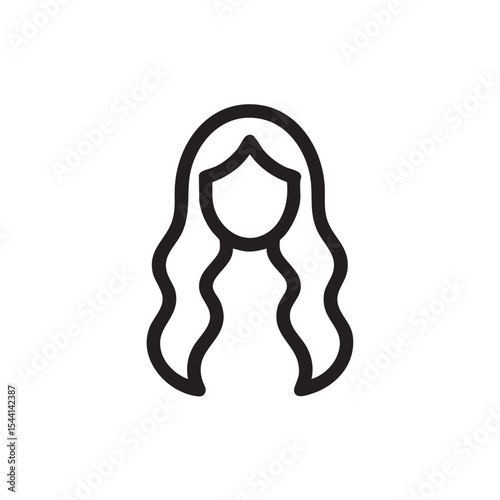 Elegant line art of a woman with long wavy hair for design