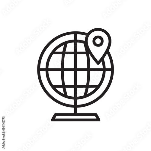Globe with location pin for travel planning and exploration