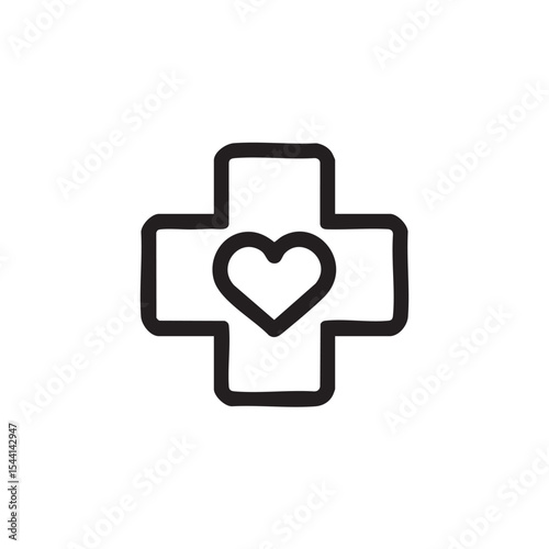 Healthcare symbol with heart for wellness and compassion
