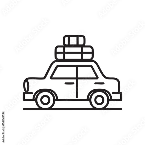 Road trip adventure with luggage on car roof for travel planning