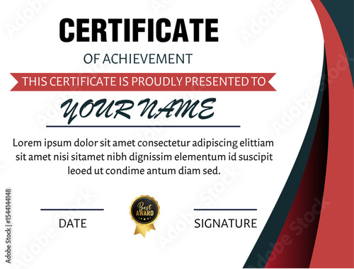 Modern Certificate of Achievement Certificate Design