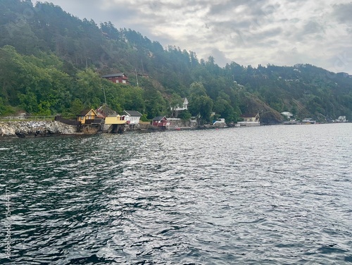 Photography Mountain village in a Fjord in Oslo, Norway