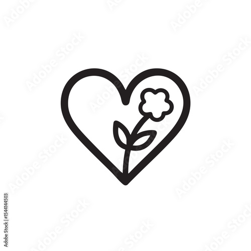 Heart shape with a flower symbol for love and nature