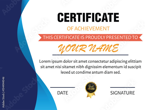 Modern Certificate of Achievement Certificate Design