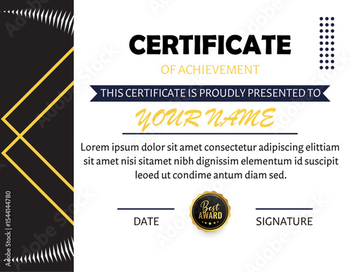 Modern Certificate of Achievement Certificate Design