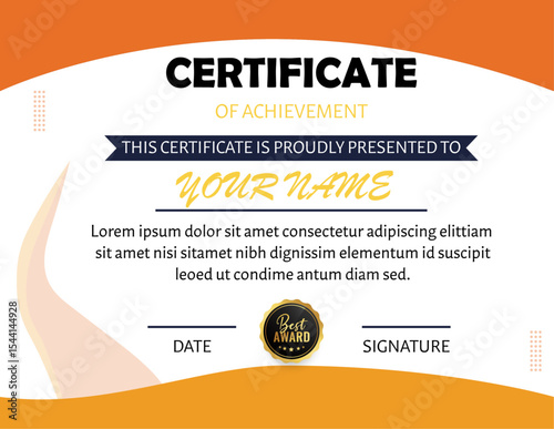 Modern Certificate of Achievement Certificate Design