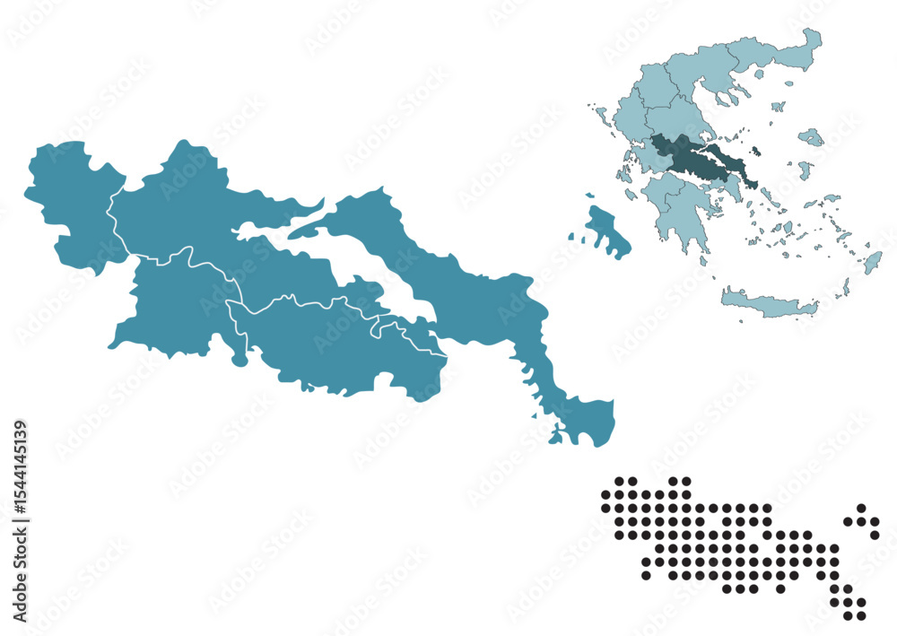 Fototapeta premium Set maps of Central Greece region