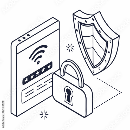 Secure online payment protection shield lock icon
