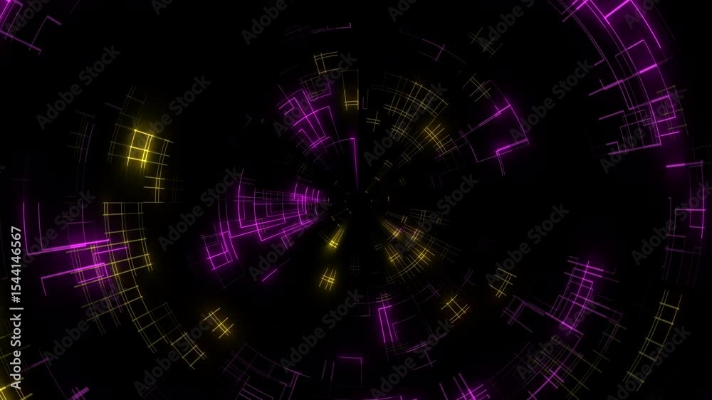 A vibrant spiral design featuring black, purple, and yellow hues, suitable for various creative projects or as an eye-catching background image