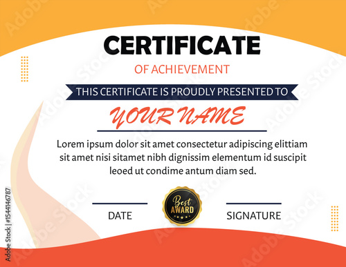 Modern Certificate of Achievement Certificate Design