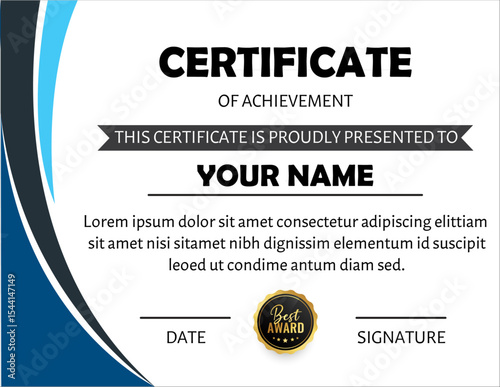 Modern Certificate of Achievement Certificate Design