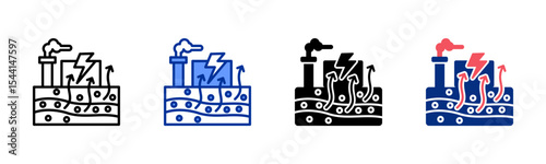 Geothermal icon sheet multiple style collection