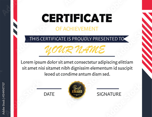 Modern Certificate of Achievement Certificate Design
