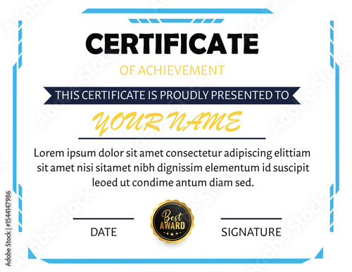 Modern Certificate of Achievement Certificate Design