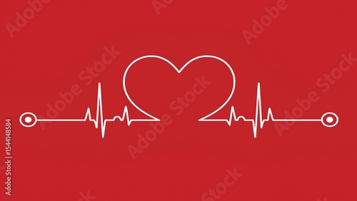 heartbeat pulse line with heart shape, medical illustration, health and wellness category, valentine's day or health campaign use