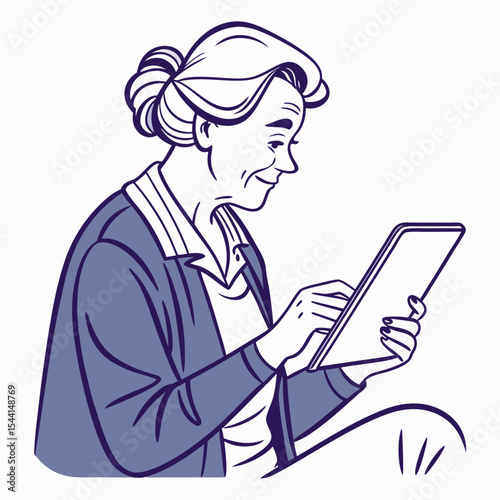 Elderly woman using tablet digital technology senior