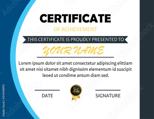Modern Certificate of Achievement Certificate Design
