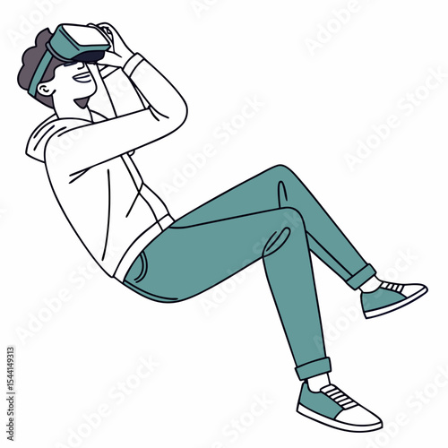 Man experiencing virtual reality immersive technology