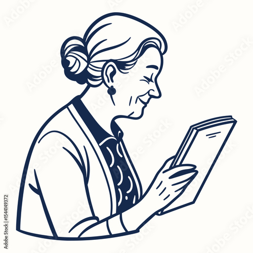 Elderly woman reading book happy senior lifestyle