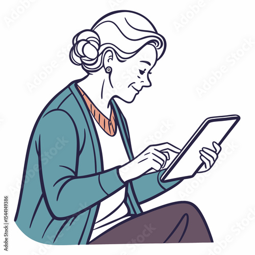 Senior woman using tablet technology digital lifestyle